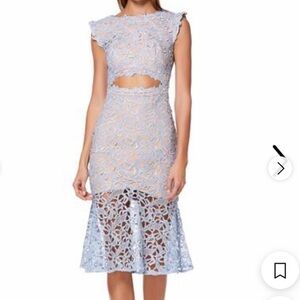 Jarlo Nolita Over Lace Midi Dress with Bust Undercut baby blue
